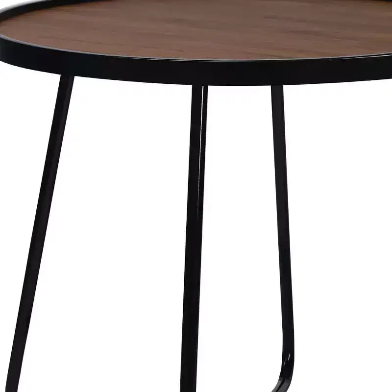 HomeRoots 24 Black Wood And Metal Round Cross Legs Coffee Table