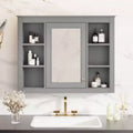 35'' x 27.5'' Medicine Cabinet, Wall Mounted Bathroom Storage Cabinet, Modern Bathroom Wall Cabinet with Mirror, Mirror Cabinet with 6 Open Shelves