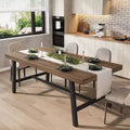 Dining Table for 6-8, 70.87'' Industrial Style Table - Sturdy Metal Frame & Wooden Top, Rustic Brown for Kitchen & Dining Room