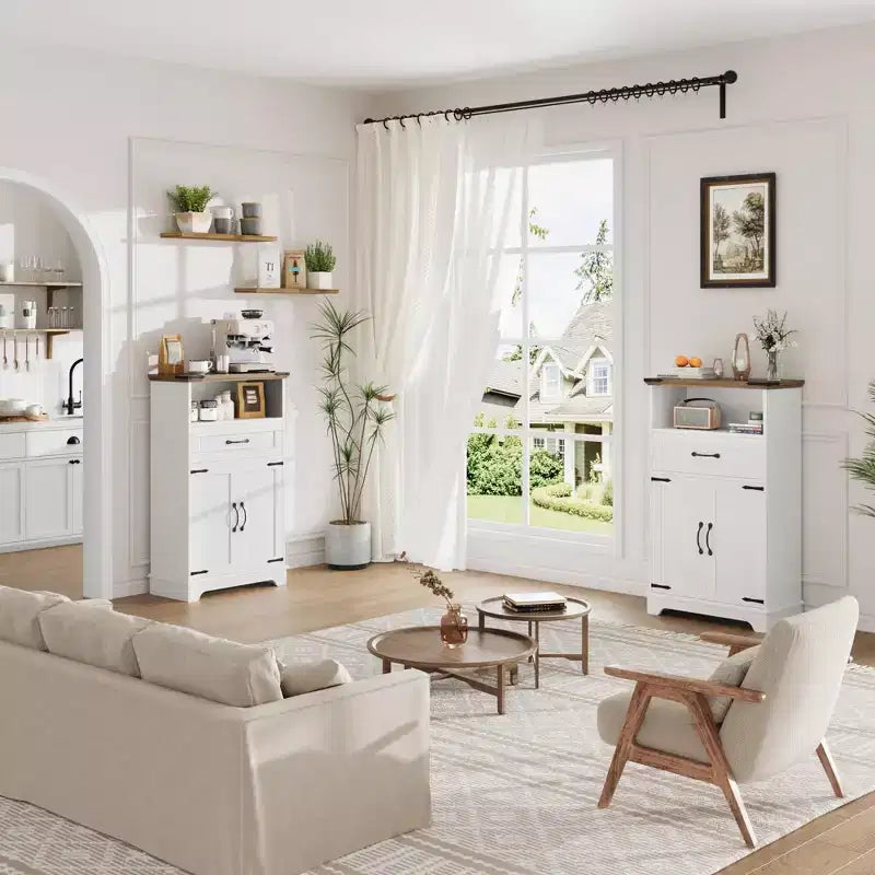 Farmhouse Bathroom Cabinet with Doors and Drawers,Freestanding Storage Cabinet