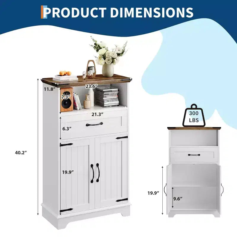 Farmhouse Bathroom Cabinet with Doors and Drawers,Freestanding Storage Cabinet