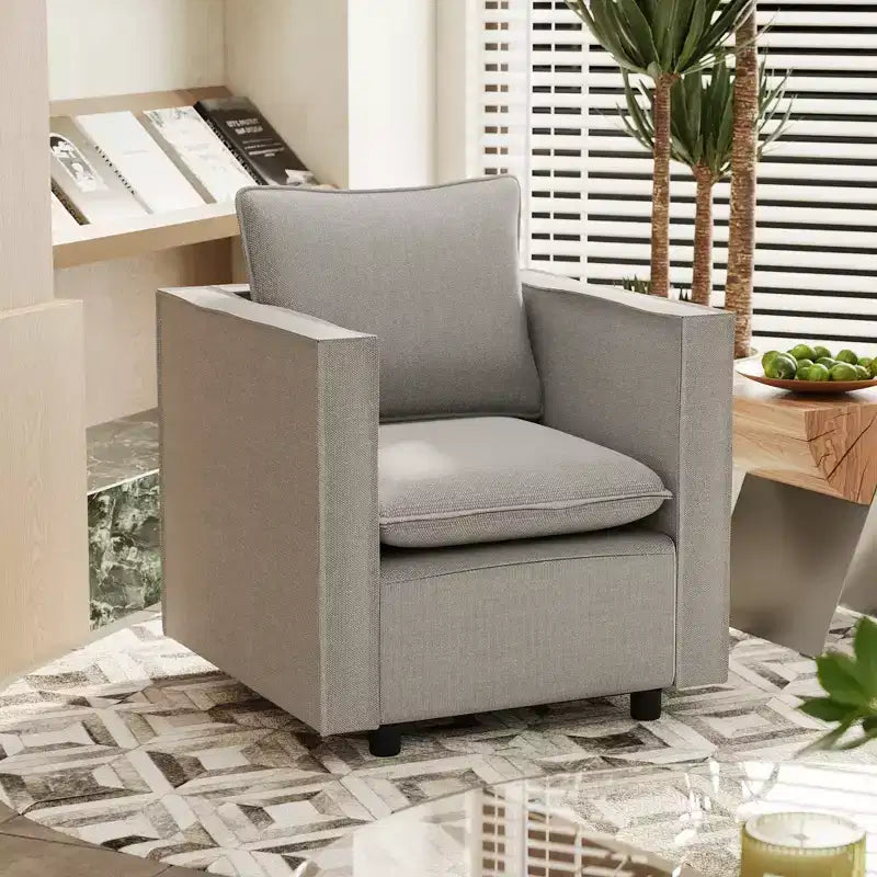 Fauteuil d'appoint moderne GDFStudio Jonson 25 en lin