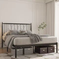 Full Bed Frame, Heavy-Duty Metal Bed Frame, Exquisite Headboard, Ample Storage Space, Sturdy Metal Slats, Easy Assembly, No Box Spring Needed, Black