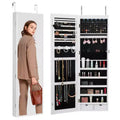 VEVOR Mirror Jewelry Cabinet, 47.05-Inch Tall Lockable Jewelry Cabinet Armoire with Full-Length Mirror, Wall or Door Mounted Jewelry Mirror, White