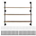 VEVOR Industrial Pipe Shelf, 3 Tier 48x9.84in,Wall-Mount Floating Rustic Wood Shelves Bracket Display Bookshelf, Storage Rack Sundries Holder, Brown