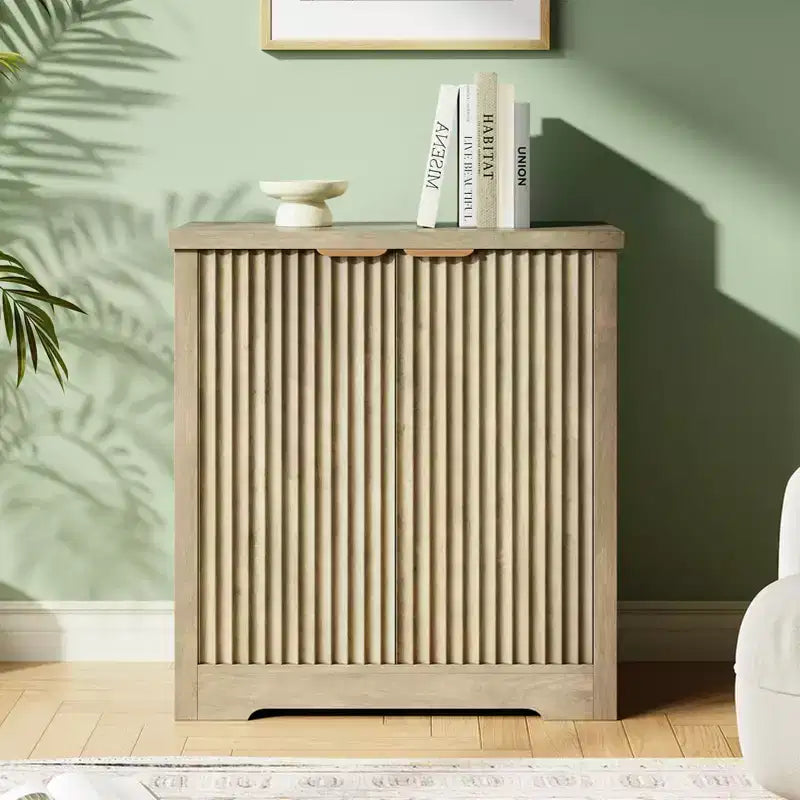 Modern Fluted Buffet Sideboard Cabinet with Adjustable Shelf, 2/4 Doors