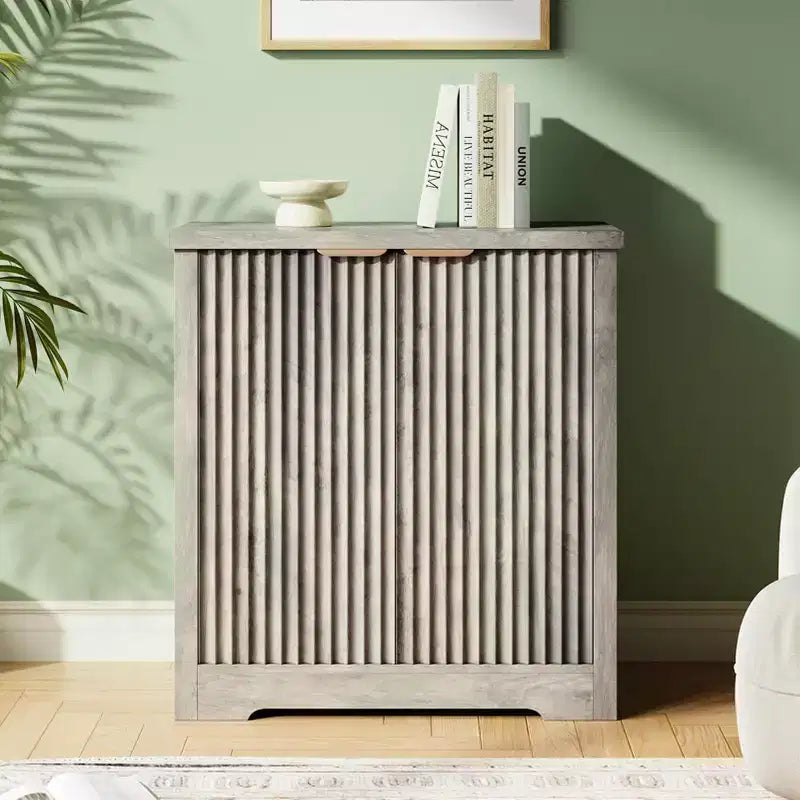 Modern Fluted Buffet Sideboard Cabinet with Adjustable Shelf, 2/4 Doors