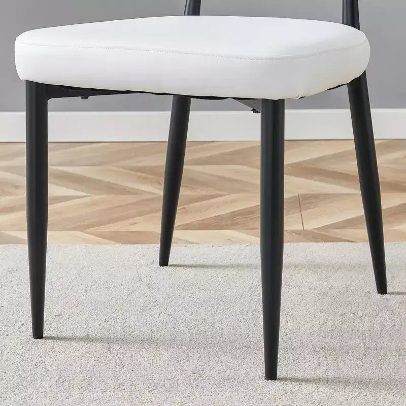 MAYEERTY Set of 4 White Minimalist Ergonomic Dining Chairs Curved Backrest Comfortable Seating
