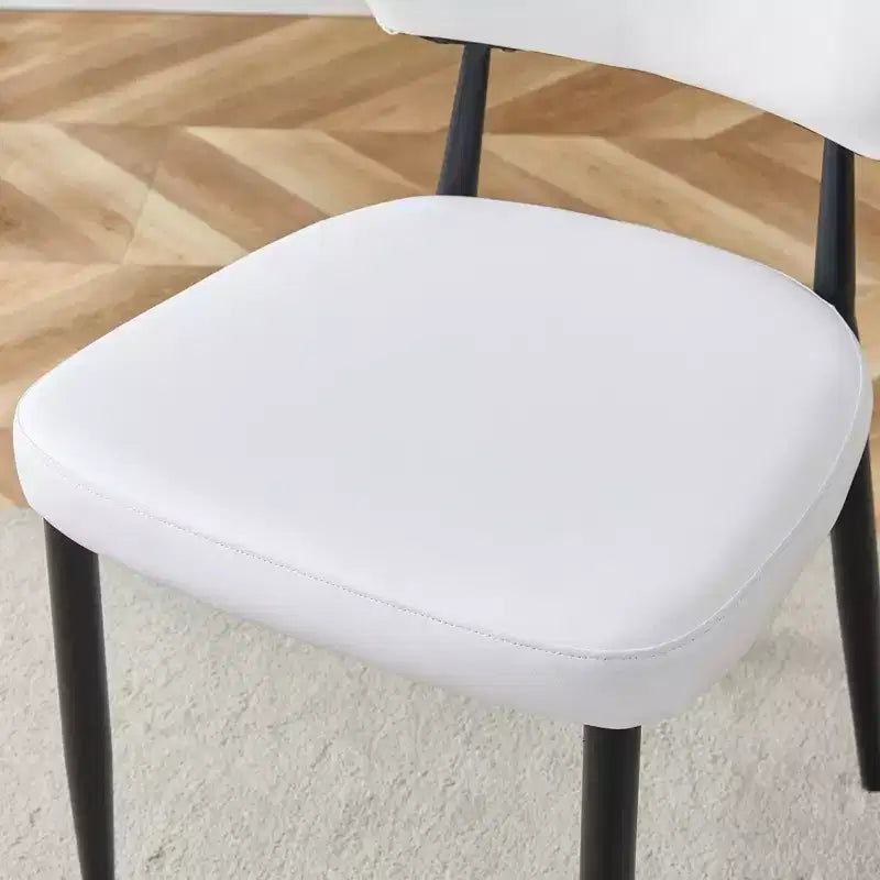 MAYEERTY Set of 4 White Minimalist Ergonomic Dining Chairs Curved Backrest Comfortable Seating