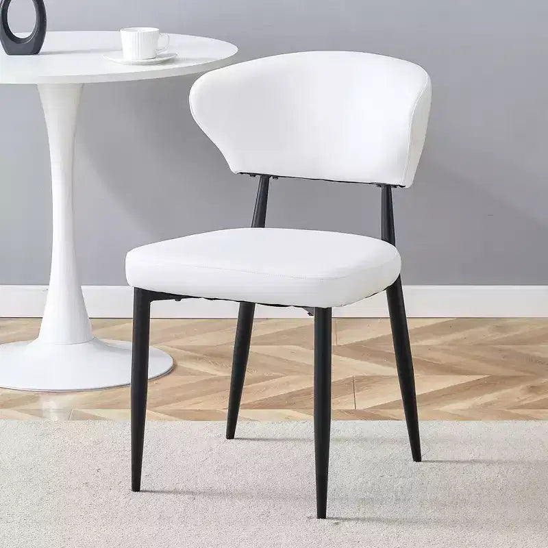 MAYEERTY Set of 4 White Minimalist Ergonomic Dining Chairs Curved Backrest Comfortable Seating