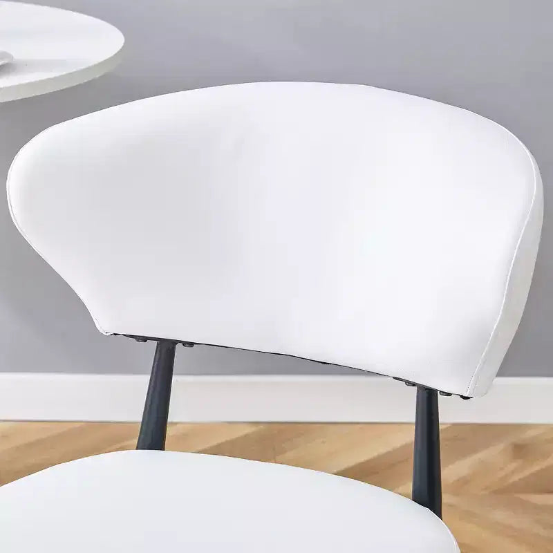 MAYEERTY Set of 4 White Minimalist Ergonomic Dining Chairs Curved Backrest Comfortable Seating