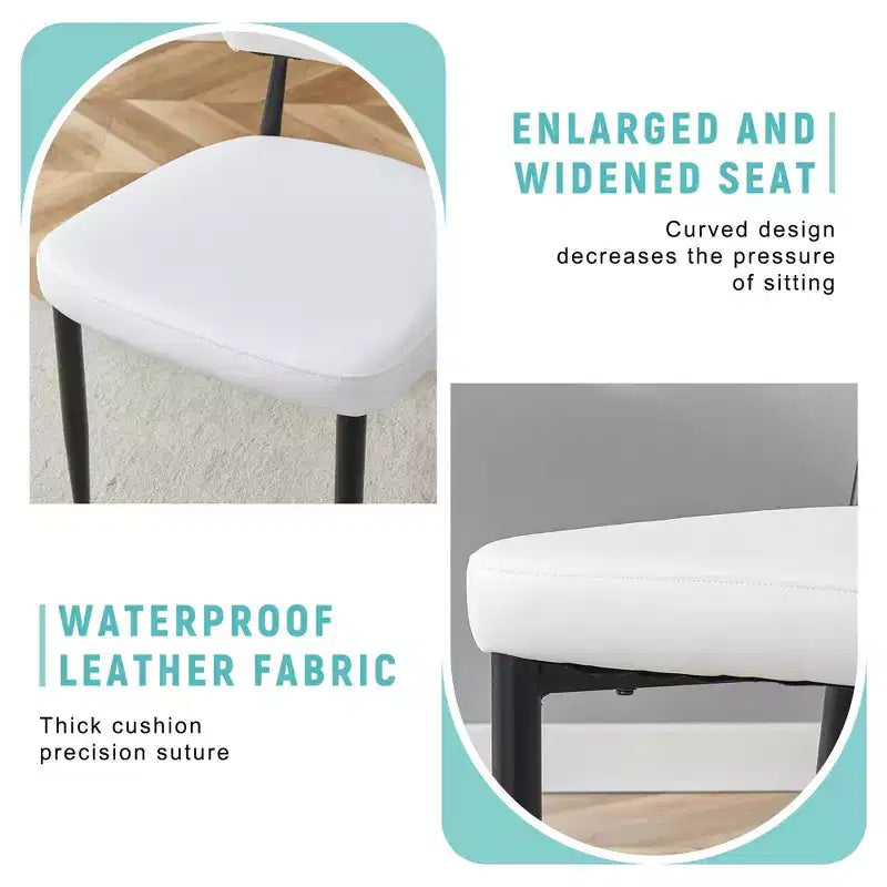 MAYEERTY Set of 4 White Minimalist Ergonomic Dining Chairs Curved Backrest Comfortable Seating
