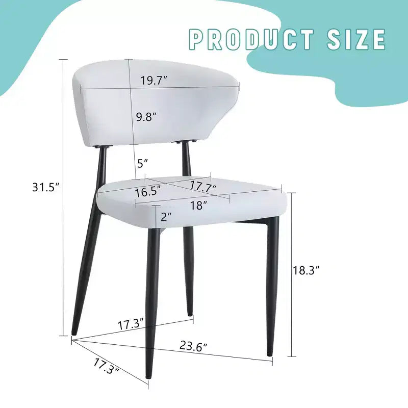 MAYEERTY Set of 4 White Minimalist Ergonomic Dining Chairs Curved Backrest Comfortable Seating