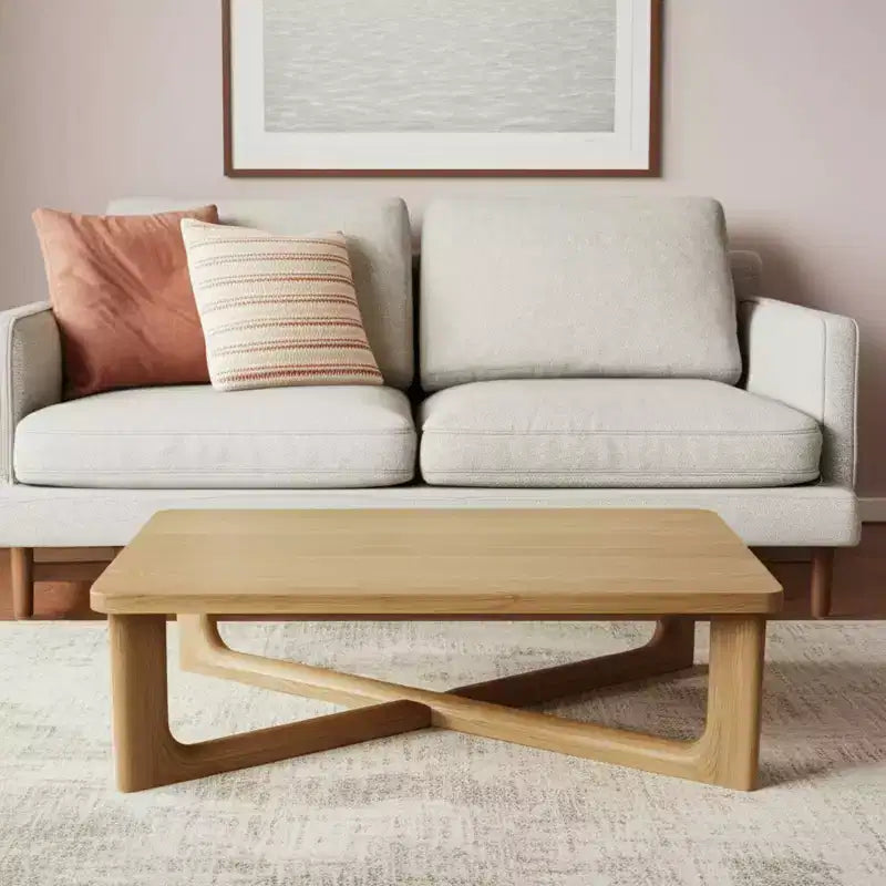Table basse HomeRoots 50 en bois massif naturel avec pieds en croix