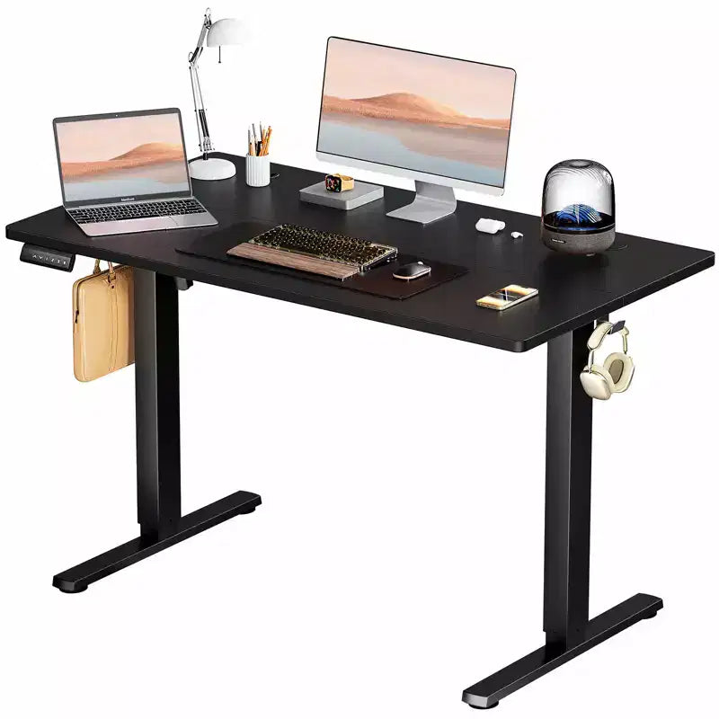 Ergonomic Height Adjustable Electric Standing Desk with T-Shaped Metal Frame and Memory Presets Modern Computer Workstation47.20x23.60x 46.40-Black