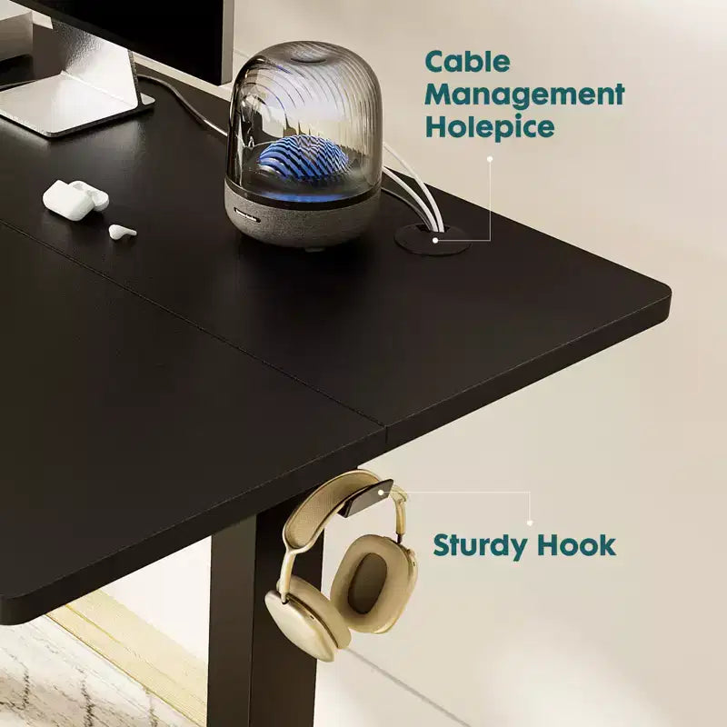 Ergonomic Height Adjustable Electric Standing Desk with T-Shaped Metal Frame and Memory Presets Modern Computer Workstation47.20x23.60x 46.40-Black