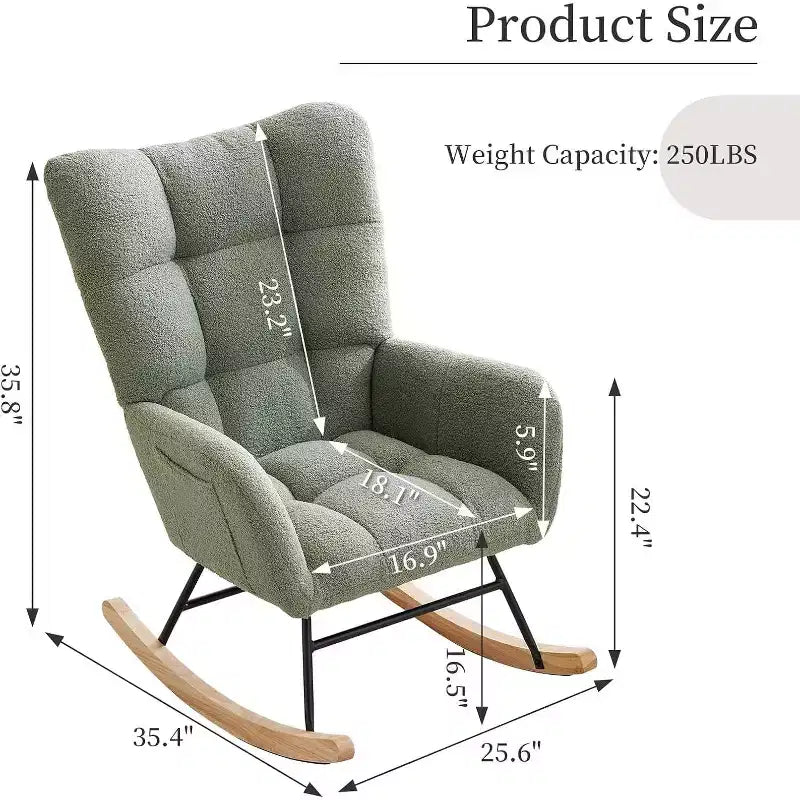 Fauteuil  Bascule pour la nurserie, Fauteuil  Bascule de Salon pour l'allaitement, fauteuils rembourrs Confortables avec Dossier Haut, Fauteuil