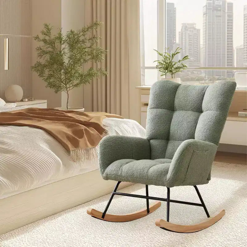 Fauteuil  Bascule pour la nurserie, Fauteuil  Bascule de Salon pour l'allaitement, fauteuils rembourrs Confortables avec Dossier Haut, Fauteuil