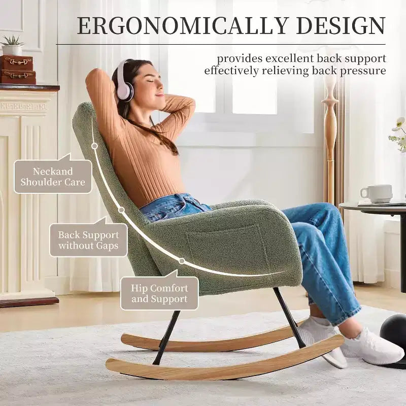Fauteuil  Bascule pour la nurserie, Fauteuil  Bascule de Salon pour l'allaitement, fauteuils rembourrs Confortables avec Dossier Haut, Fauteuil