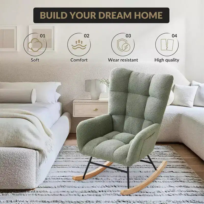 Fauteuil  Bascule pour la nurserie, Fauteuil  Bascule de Salon pour l'allaitement, fauteuils rembourrs Confortables avec Dossier Haut, Fauteuil