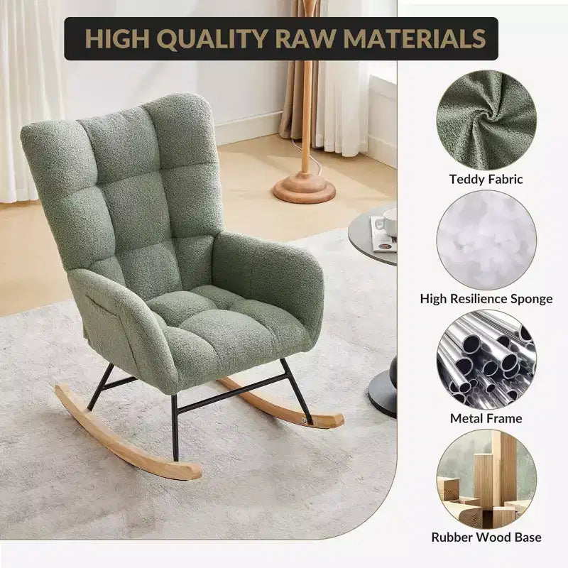Fauteuil  Bascule pour la nurserie, Fauteuil  Bascule de Salon pour l'allaitement, fauteuils rembourrs Confortables avec Dossier Haut, Fauteuil