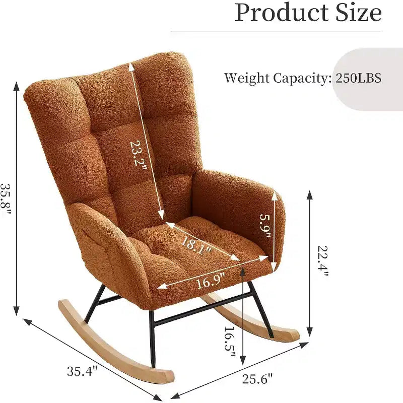Fauteuil  Bascule pour la nurserie, Fauteuil  Bascule de Salon pour l'allaitement, fauteuils rembourrs Confortables avec Dossier Haut, Fauteuil