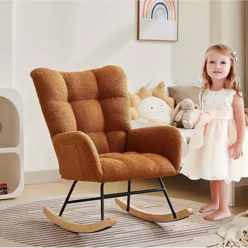 Fauteuil  Bascule pour la nurserie, Fauteuil  Bascule de Salon pour l'allaitement, fauteuils rembourrs Confortables avec Dossier Haut, Fauteuil