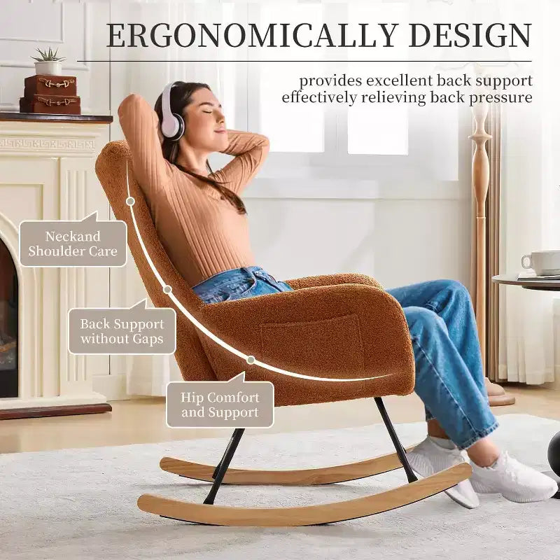 Fauteuil  Bascule pour la nurserie, Fauteuil  Bascule de Salon pour l'allaitement, fauteuils rembourrs Confortables avec Dossier Haut, Fauteuil