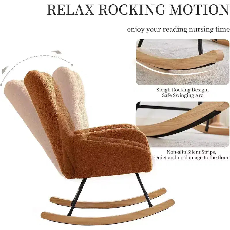 Fauteuil  Bascule pour la nurserie, Fauteuil  Bascule de Salon pour l'allaitement, fauteuils rembourrs Confortables avec Dossier Haut, Fauteuil