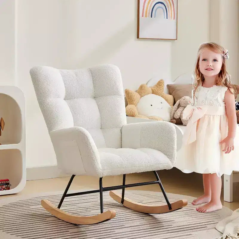 Fauteuil  Bascule pour la nurserie, Fauteuil  Bascule de Salon pour l'allaitement, fauteuils rembourrs Confortables avec Dossier Haut, Fauteuil