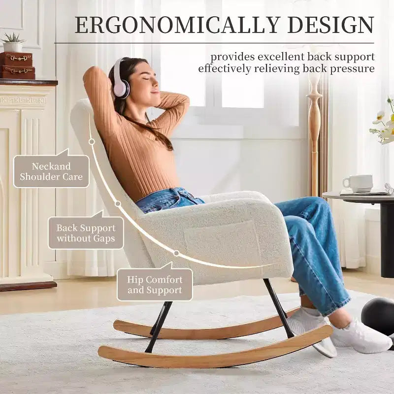 Fauteuil  Bascule pour la nurserie, Fauteuil  Bascule de Salon pour l'allaitement, fauteuils rembourrs Confortables avec Dossier Haut, Fauteuil
