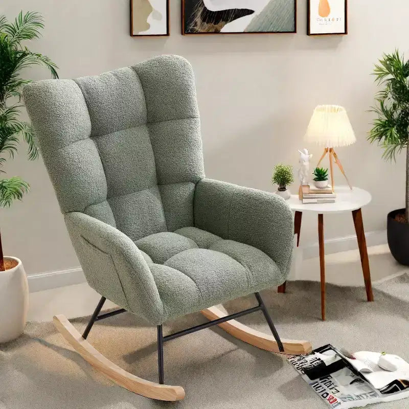 Fauteuil  Bascule pour la nurserie, Fauteuil  Bascule de Salon pour l'allaitement, fauteuils rembourrs Confortables avec Dossier Haut, Fauteuil