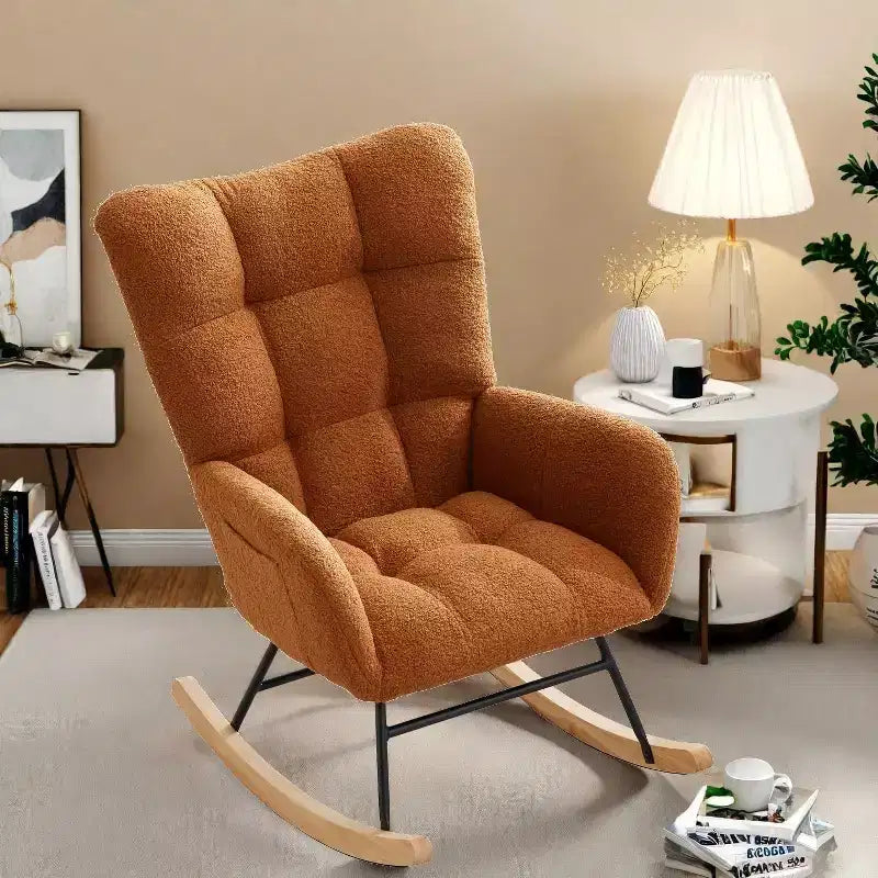 Fauteuil  Bascule pour la nurserie, Fauteuil  Bascule de Salon pour l'allaitement, fauteuils rembourrs Confortables avec Dossier Haut, Fauteuil
