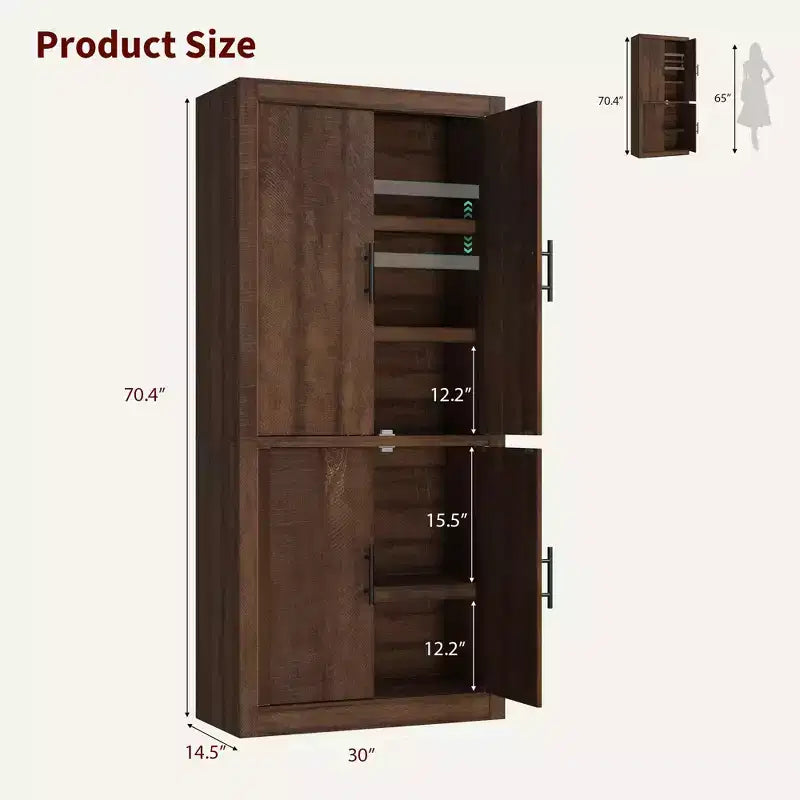 Tall Wooden Kitchen Pantry Cabinet for Dining, Living Room