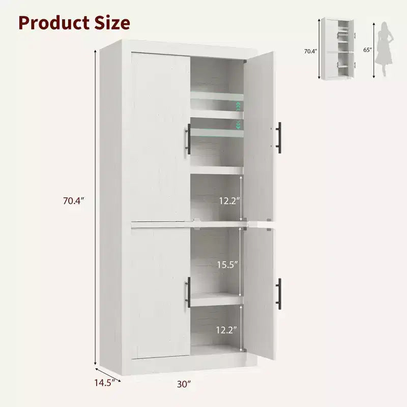 Tall Wooden Kitchen Pantry Cabinet for Dining, Living Room