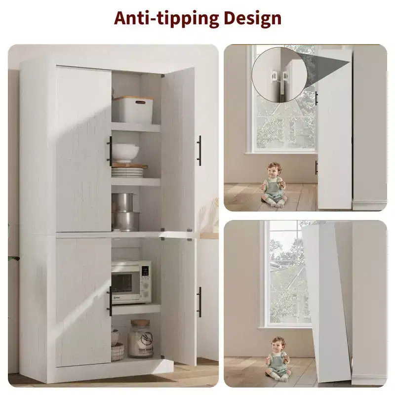 Tall Wooden Kitchen Pantry Cabinet for Dining, Living Room