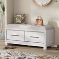 TUYOHW Shoe Bench with Removable Cushion, Entryway Bench with Hidden Storage for Living Room, Entryway and Hallways, White