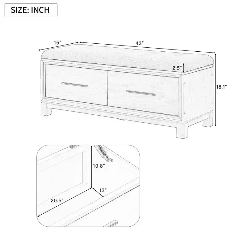 TUYOHW Shoe Bench with Removable Cushion, Entryway Bench with Hidden Storage for Living Room, Entryway and Hallways, White
