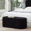 TUYOHW Modern Storage Ottoman Bench, Upholstered Bed Bench with Storage, Bed Stool with Safety Hinge for Bedroom, Black