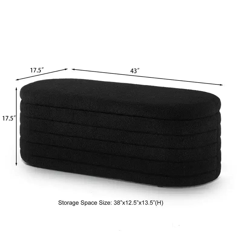 TUYOHW Modern Storage Ottoman Bench, Upholstered Bed Bench with Storage, Bed Stool with Safety Hinge for Bedroom, Black