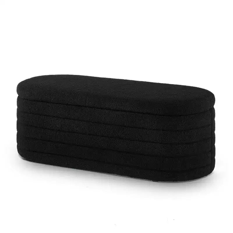 TUYOHW Modern Storage Ottoman Bench, Upholstered Bed Bench with Storage, Bed Stool with Safety Hinge for Bedroom, Black