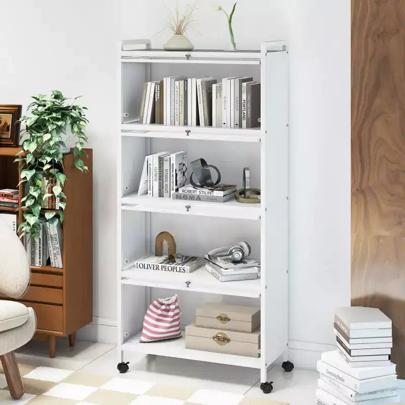 Costway 4-Tier Storage Cabinet with Door Freestanding Bathroom Cabinet for Small Space White/Black