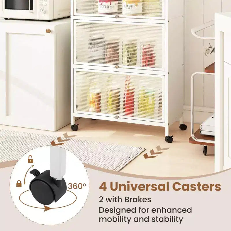 Costway 4-Tier Storage Cabinet with Door Freestanding Bathroom Cabinet for Small Space White/Black