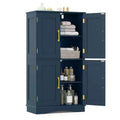 Costway Bathroom Floor Storage Cabinet 43.5 Freestanding Pantry Cabinet with 4 Doors Black/Blue/Gray/White