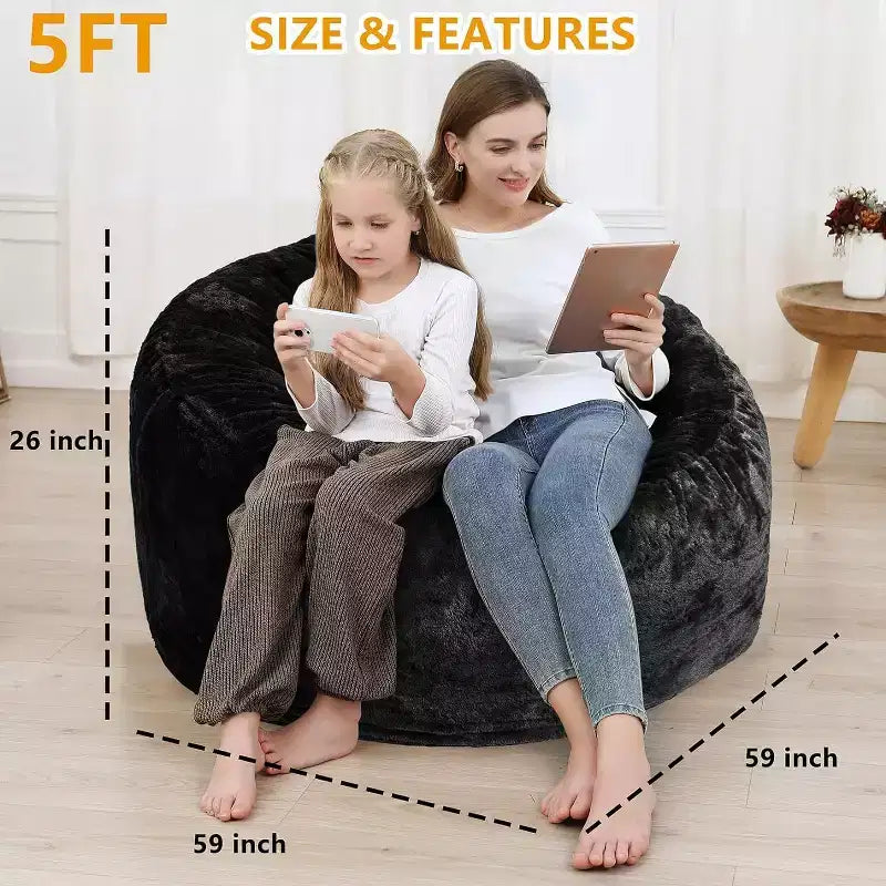 TROPOW Bean Bag Covers Only, Adult Bean Bag Couch Cover for Reading, Soft Washable Beanbag Lazy Sofa Cover Without Filling