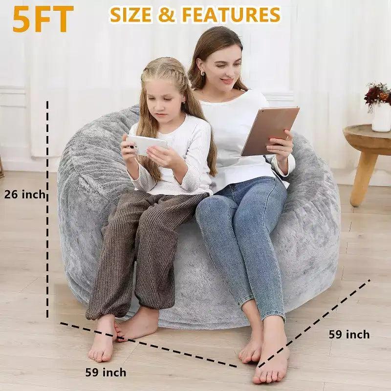 TROPOW Bean Bag Covers Only, Adult Bean Bag Couch Cover for Reading, Soft Washable Beanbag Lazy Sofa Cover Without Filling