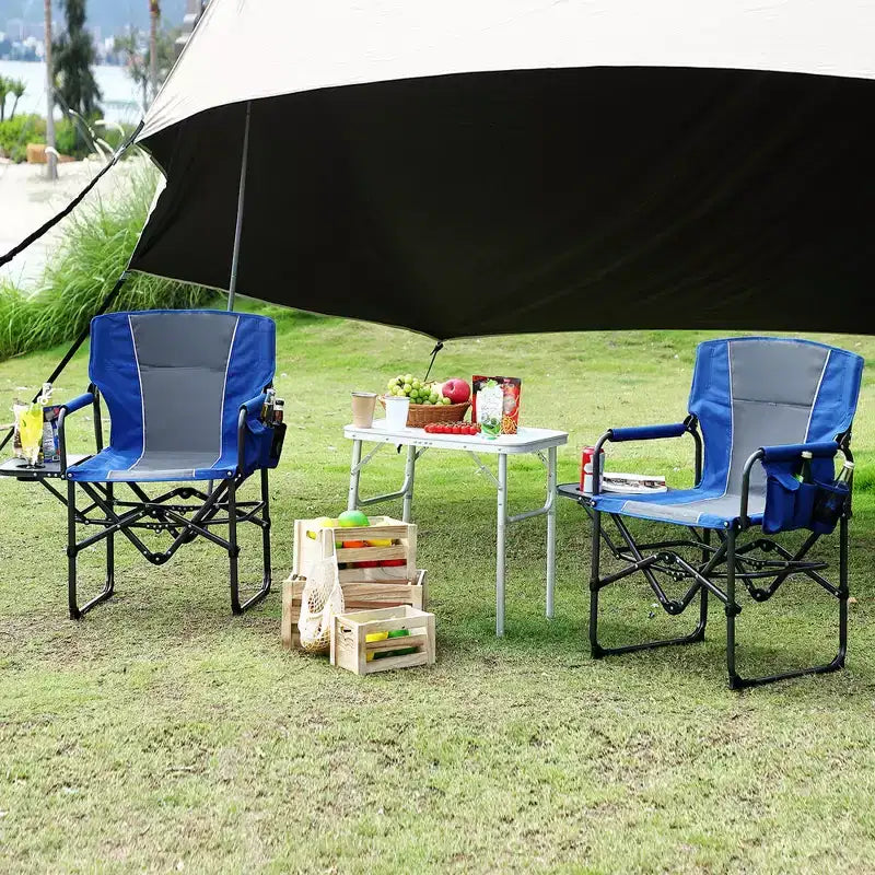 Portable Folding Camping Chairs, Lightweight Aluminum Folding Chair with Side Table and Pocket, 330 Lbs Weight Capacity, for Outdoor