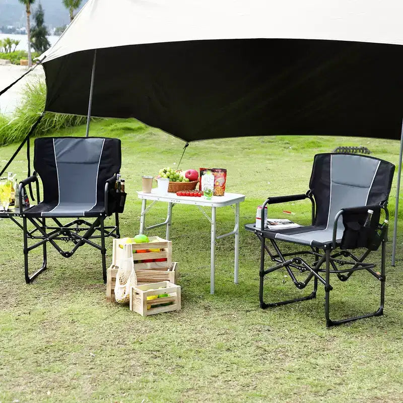 Portable Folding Camping Chairs, Lightweight Aluminum Folding Chair with Side Table and Pocket, 330 Lbs Weight Capacity, for Outdoor