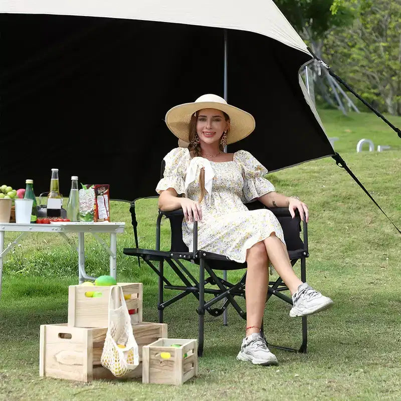 Portable Folding Camping Chairs, Lightweight Aluminum Folding Chair with Side Table and Pocket, 330 Lbs Weight Capacity, for Outdoor