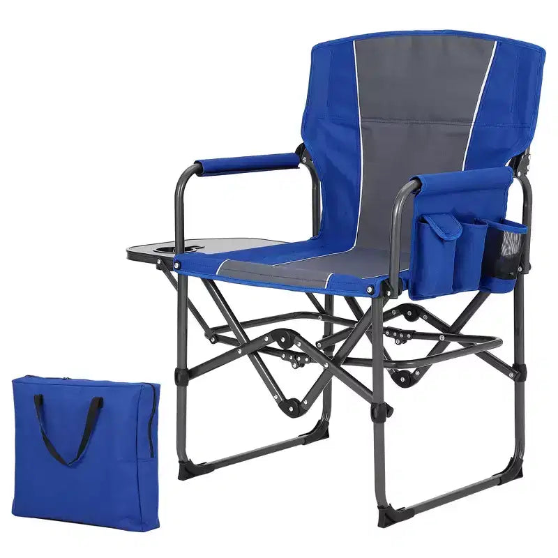 Portable Folding Camping Chairs, Lightweight Aluminum Folding Chair with Side Table and Pocket, 330 Lbs Weight Capacity, for Outdoor